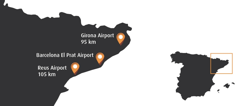 luchthavens Barcelona op kaart